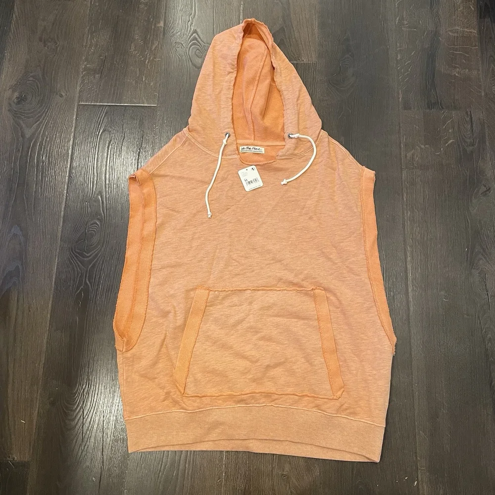 Free People We The Free Size M Donny Sleeveless Hoodie in Rose Blush